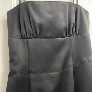 ABS Allen Schwartz black long sateen strapless gown. NWT.